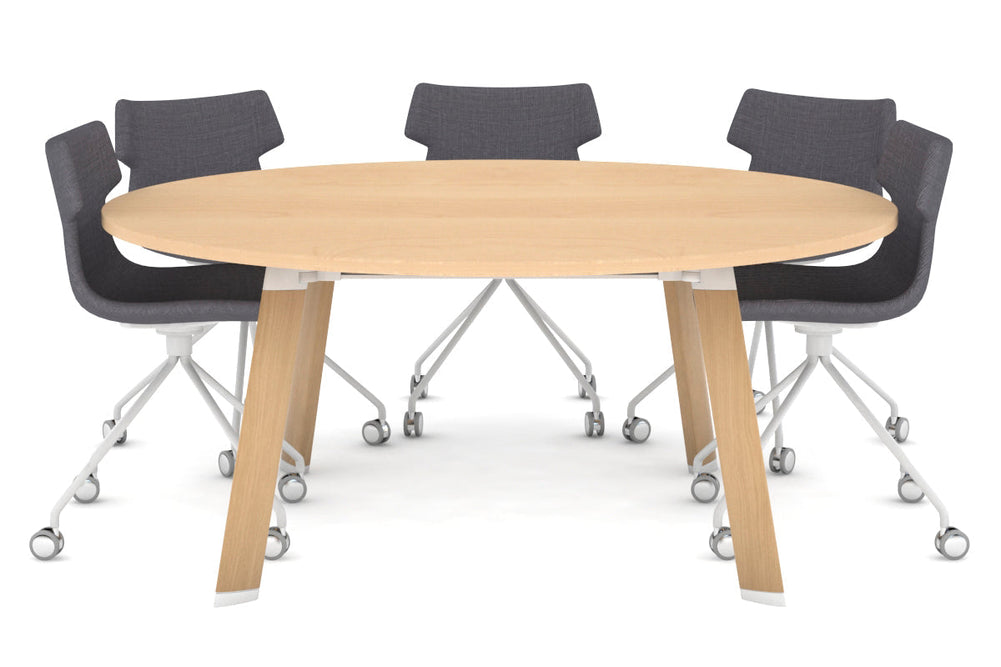 Switch Round Meeting Table [1350 mm]-wood imprint leg maple 