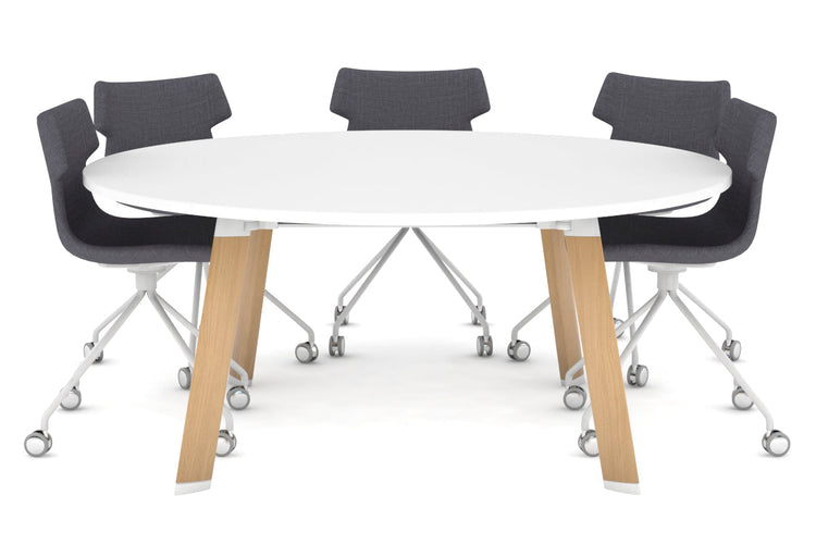 Switch Round Meeting Table [1350 mm] Jasonl wood imprint leg white 