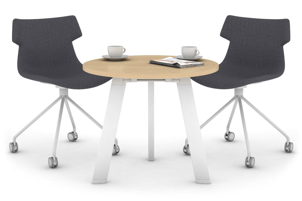 Switch Round Meeting Table [700 mm]-white leg maple 