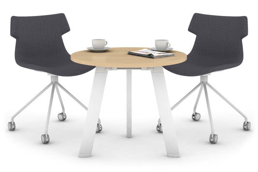 Switch Round Meeting Table [700 mm] Jasonl white leg maple 
