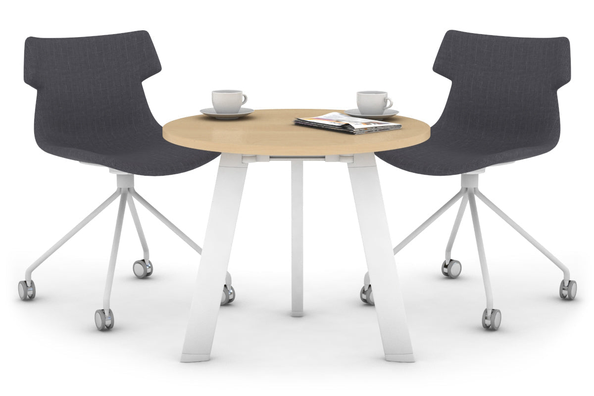 Switch Round Meeting Table [800 mm]-white leg maple 