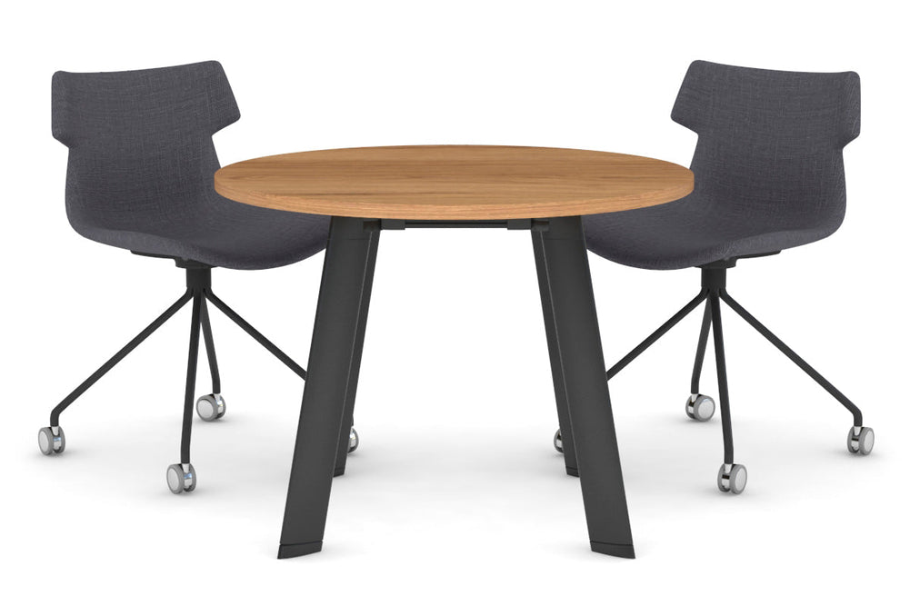 Switch Round Meeting Table [800 mm]-black leg salvage oak 