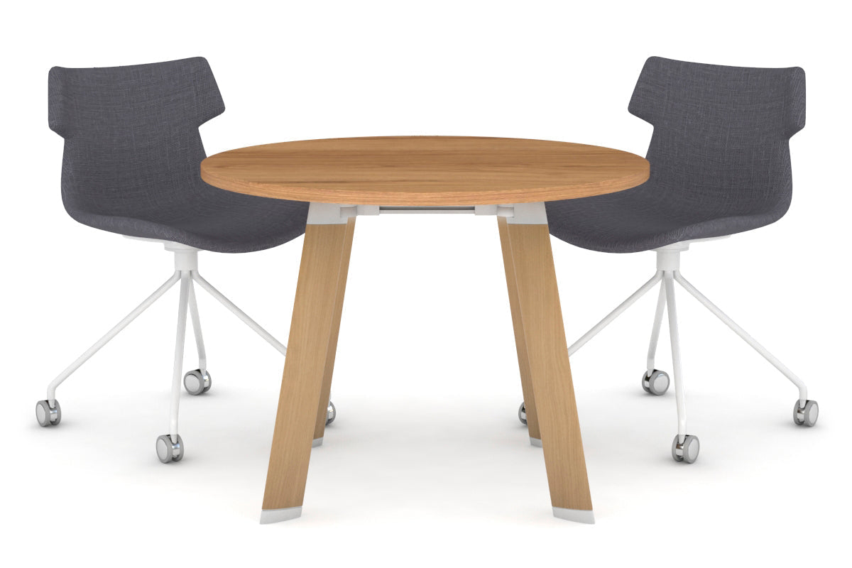 Switch Round Meeting Table [800 mm]-wood imprint leg salvage oak 