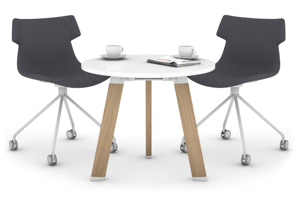 Switch Round Meeting Table [800 mm]-wood imprint leg white 