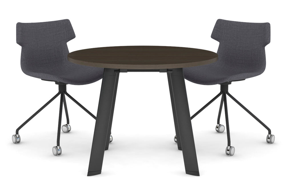 Switch Round Meeting Table [800 mm]-black leg dark oak 