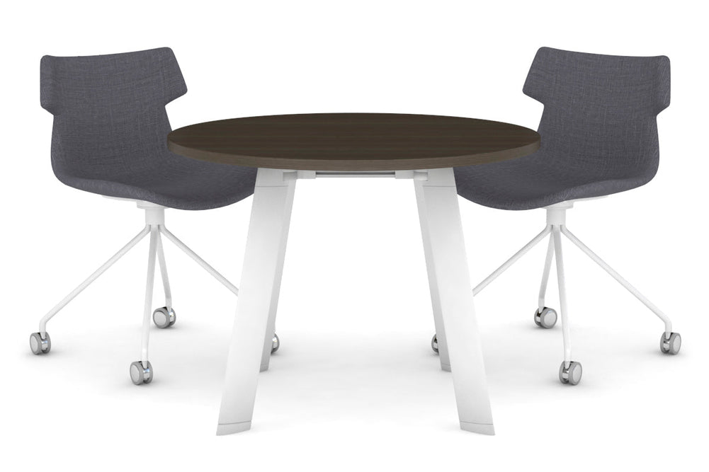 Switch Round Meeting Table [800 mm]-white leg dark oak 