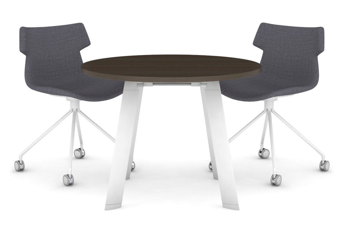 Switch Round Meeting Table [800 mm] Jasonl white leg dark oak 