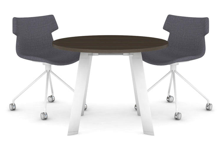 Switch Round Meeting Table [800 mm] Jasonl white leg dark oak 
