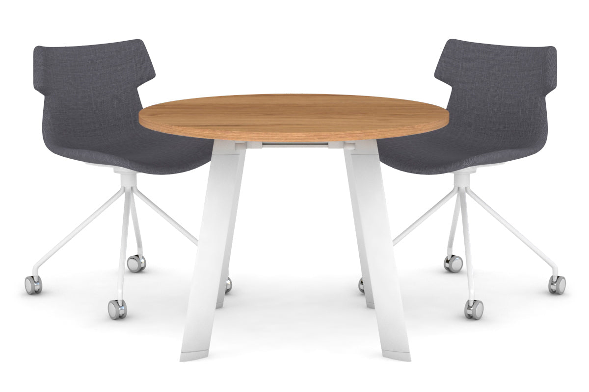Switch Round Meeting Table [800 mm] Jasonl white leg salvage oak 