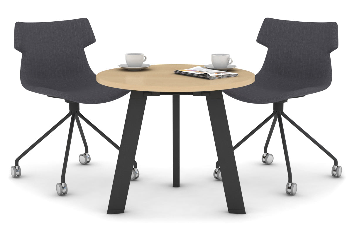 Switch Round Meeting Table [800 mm]-black leg maple 