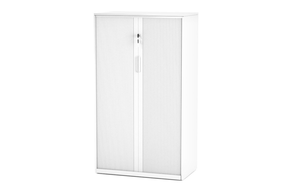 Tambour Sliding Door Storage Cabinet Metal White 1325H x 900W Jasonl none middleshelf pull out drawer lowershelf pull out drawer