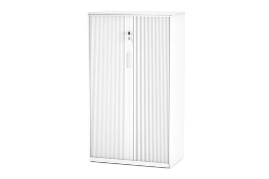 Tambour Sliding Door Storage Cabinet Metal White 1325H x 900W Jasonl none middleshelf pull out drawer lowershelf pull out drawer