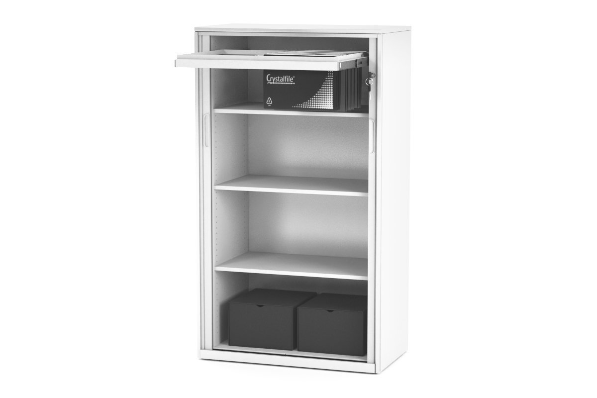 Tambour Sliding Door Storage Cabinet Metal White 1325H x 900W Jasonl uppershelf pull out drawer none none