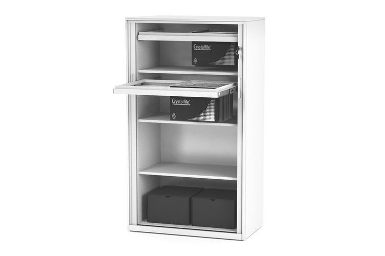 Tambour Sliding Door Storage Cabinet Metal White 1325H x 900W Jasonl none middleshelf pull out drawer none