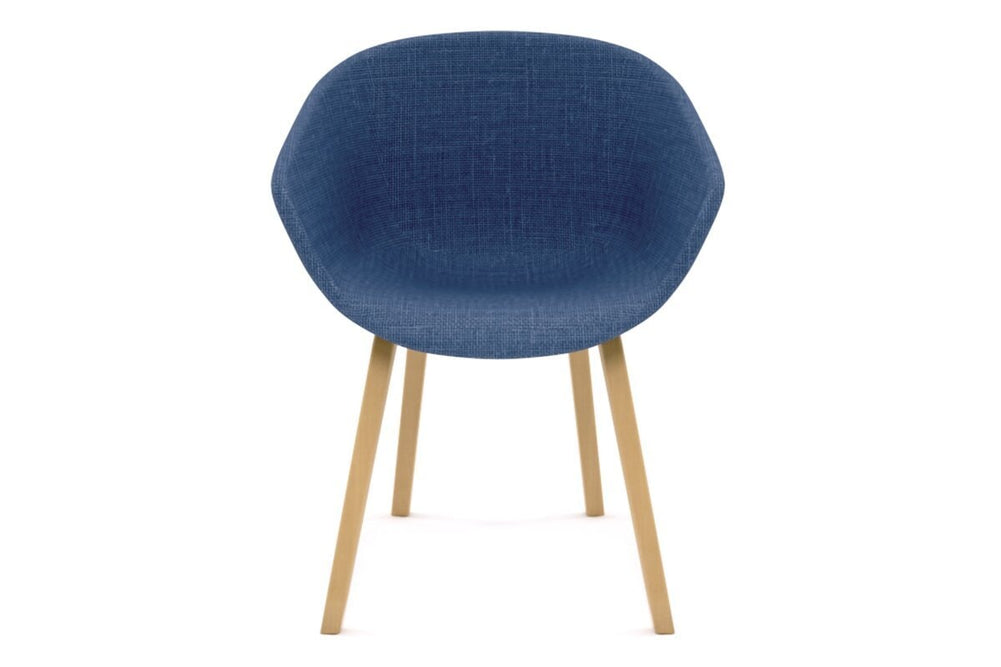 Teddy Fabric Tub Chair - 4 Leg Base-natural wood blue upholstered 