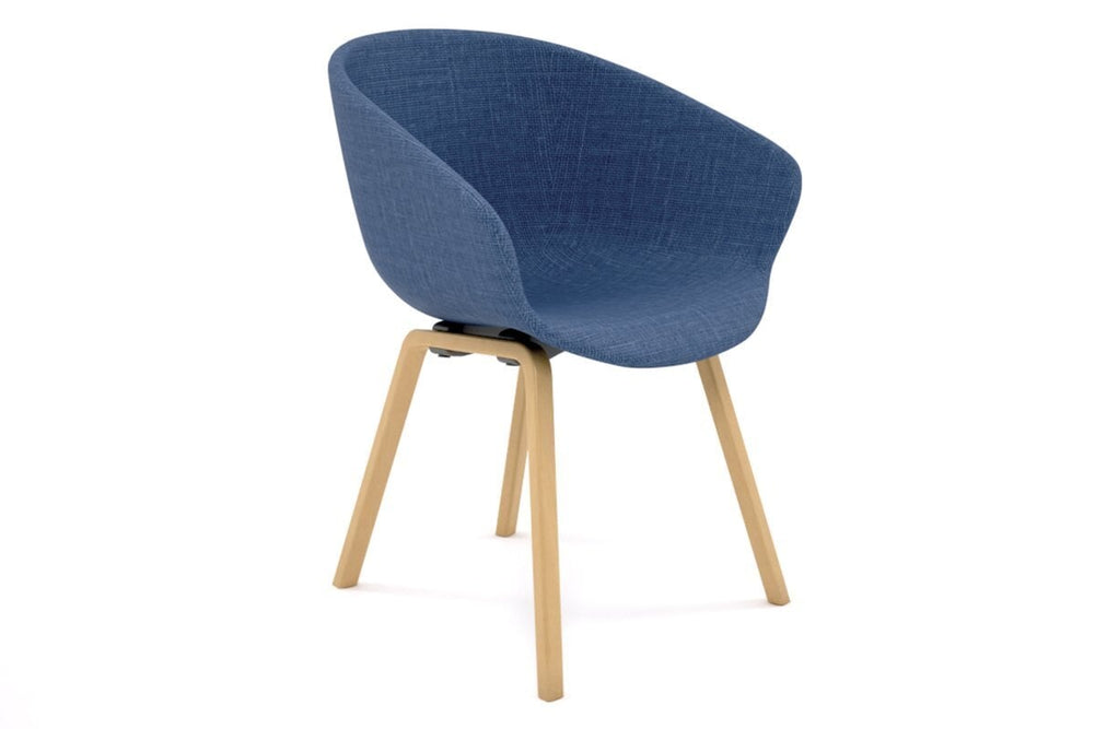 Teddy Fabric Tub Chair - 4 Leg Base-natural wood blue upholstered 