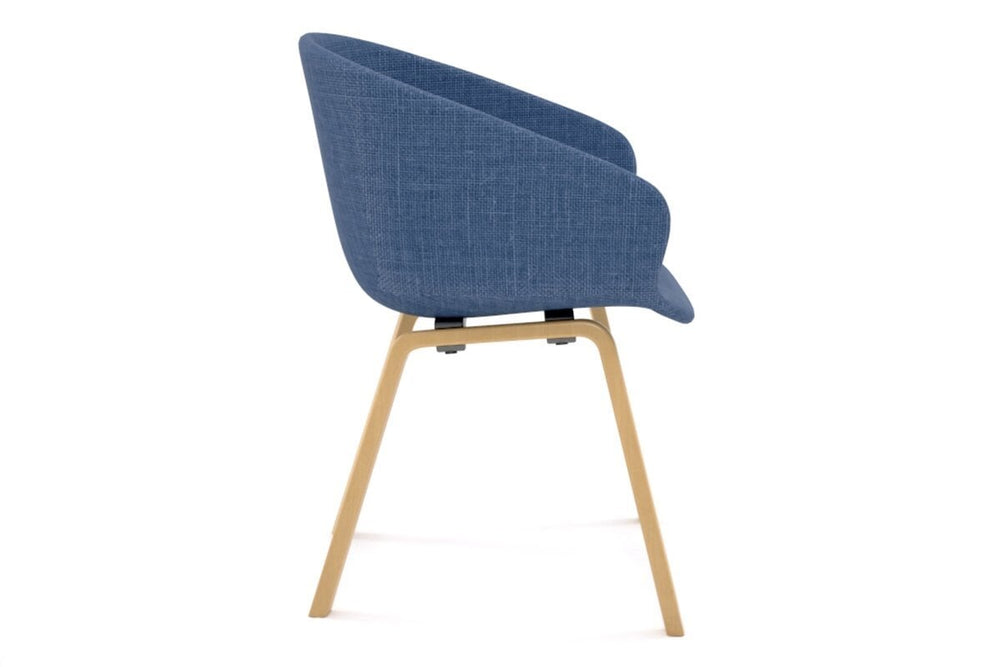 Teddy Fabric Tub Chair - 4 Leg Base-natural wood blue upholstered 