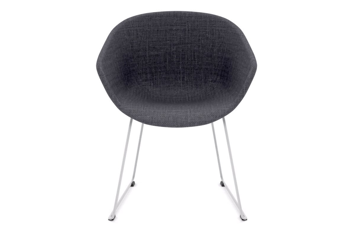 Teddy Fabric Tub Chair - Sled Base-black blue upholstered 