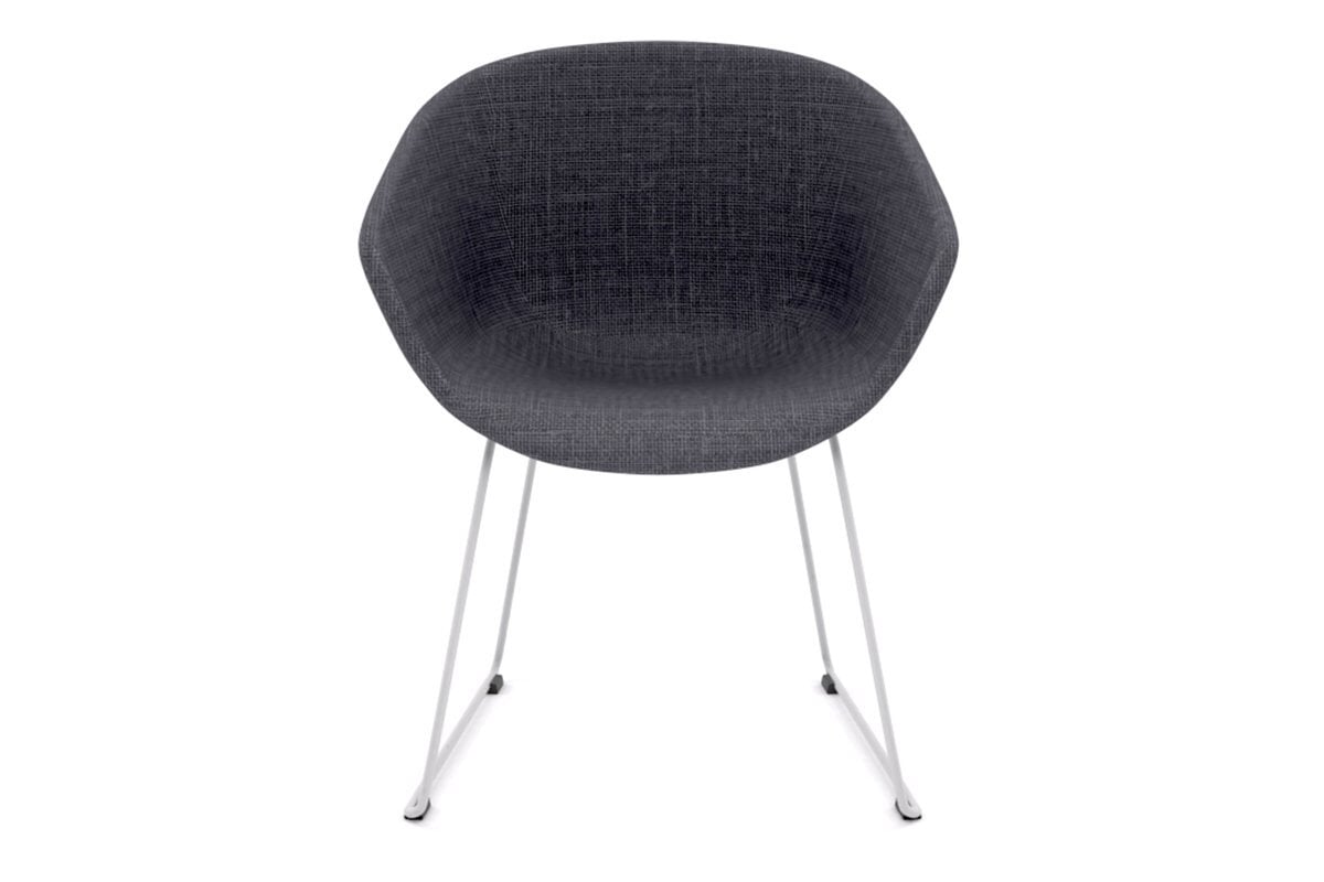 Teddy Fabric Tub Chair - Sled Base Jasonl grey upholstered white 
