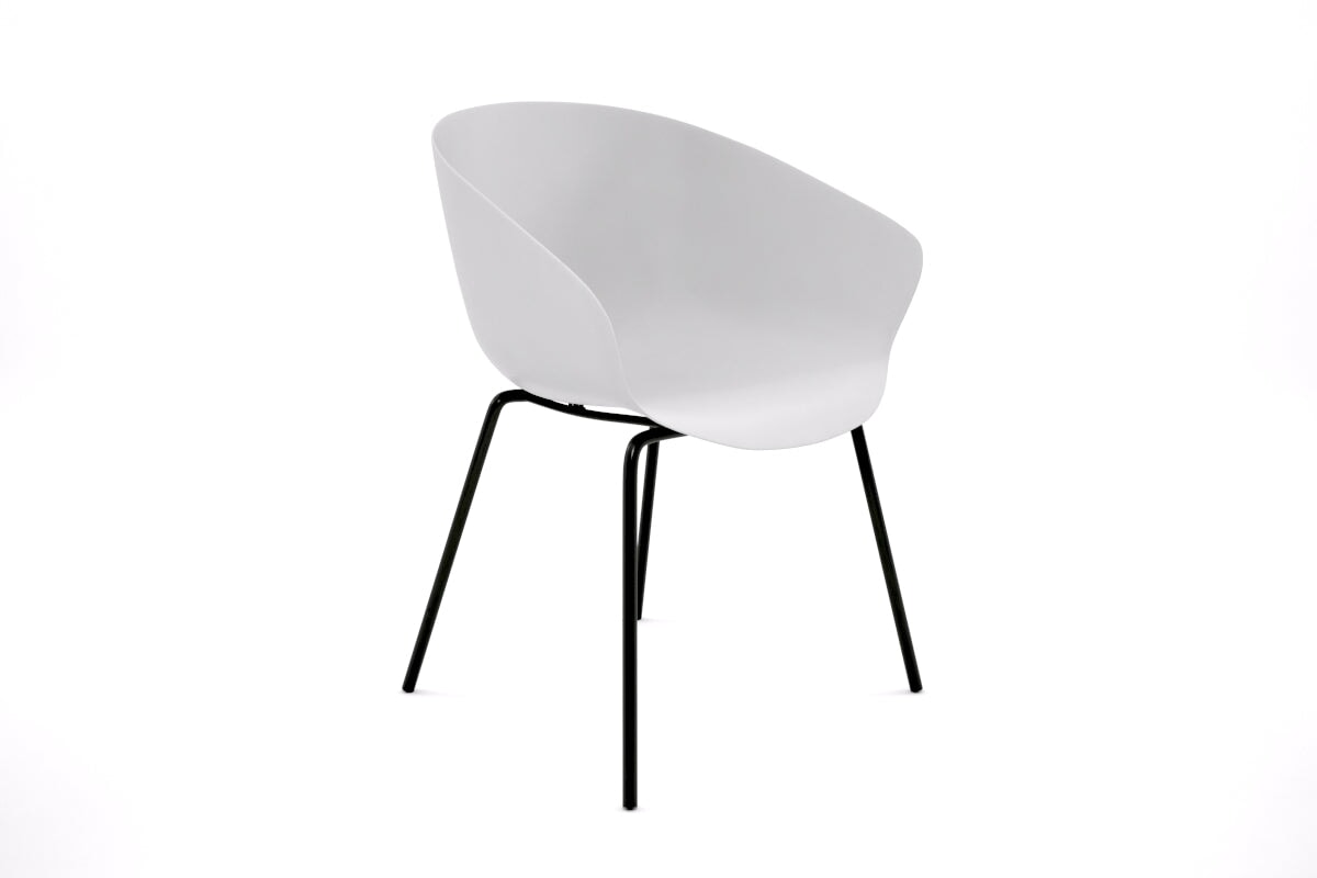 Teddy Plastic Tub Chair - 4 Leg Base-black leg white 