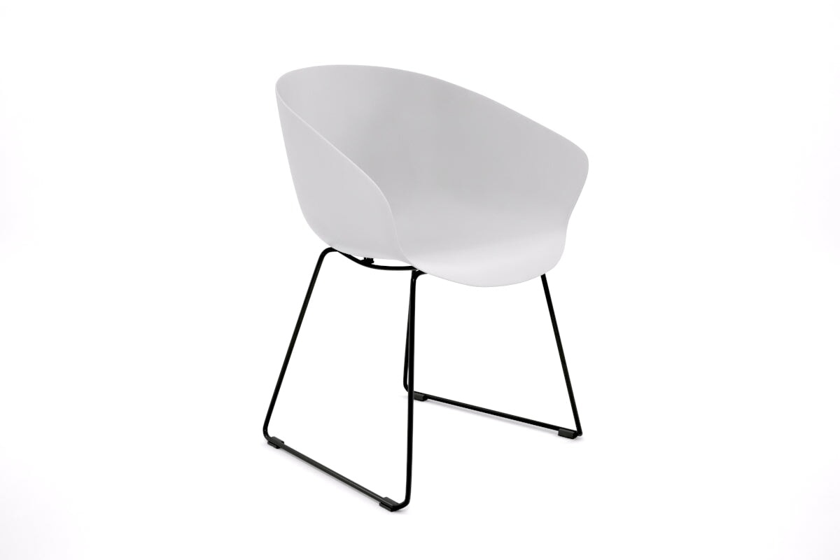 Teddy Plastic Tub Chair - Sled Base Jasonl black leg white 