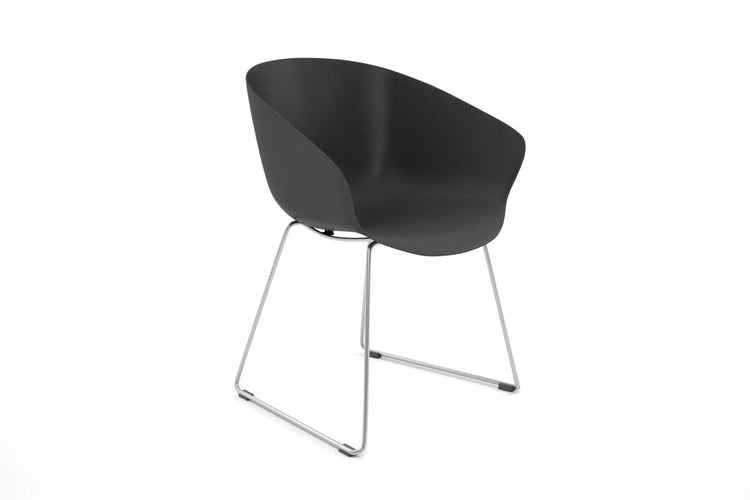 Teddy Plastic Tub Chair - Sled Base Jasonl chrome leg black 