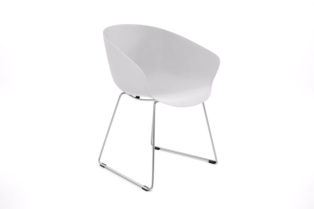Teddy Plastic Tub Chair - Sled Base Jasonl chrome leg white 