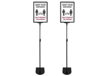 Telescopic Adjustable Sign Stand - Black Oval Base Foot Set of 2 Jasonl black 