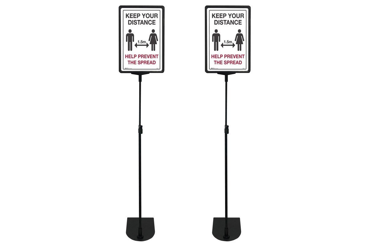 Telescopic Adjustable Sign Stand - Black Oval Base Foot Set of 2 Jasonl black 