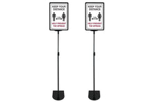 Telescopic Adjustable Sign Stand - Black Oval Base Foot Set of 2