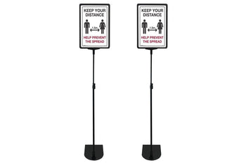 Telescopic Adjustable Sign Stand - Black Oval Base Foot Set of 2