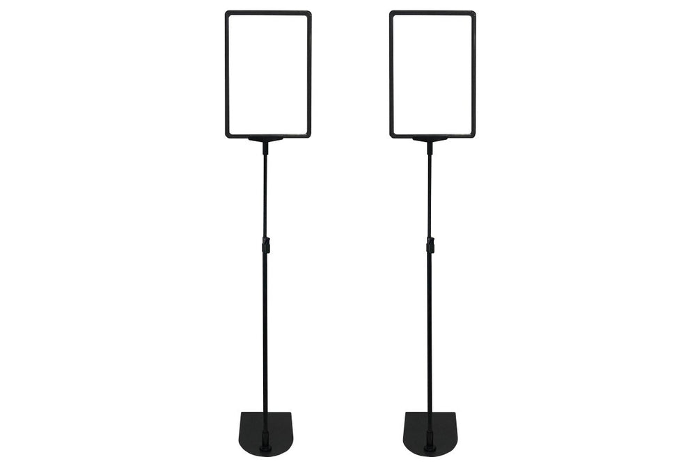 Telescopic Adjustable Sign Stand - Black Oval Base Foot Set of 2-black  