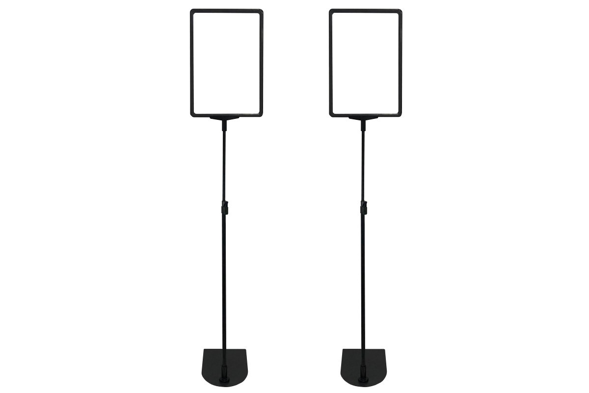 Telescopic Adjustable Sign Stand - Black Oval Base Foot Set of 2 Jasonl 