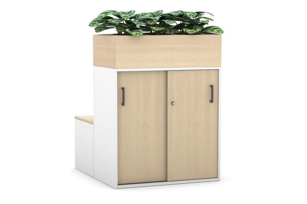 Uniform 4 Door Booth Seat + Planter Box [Black Handle]-maple  