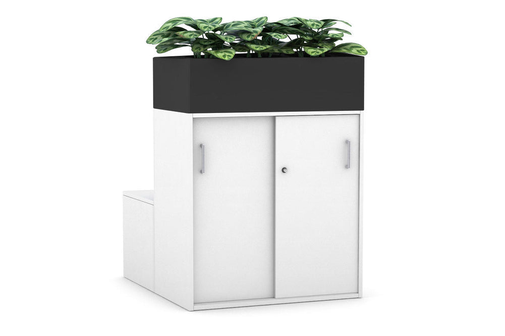 Uniform 4 Door Booth Seat + Planter Box [White Handle]-black  