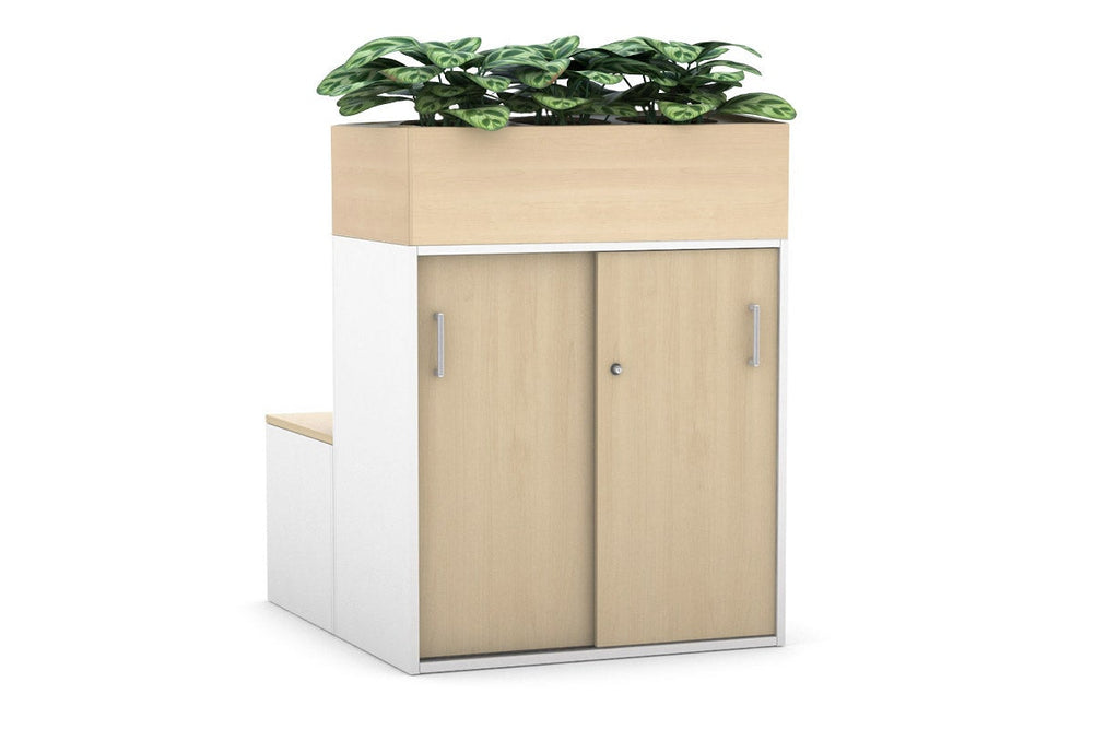 Uniform 4 Door Booth Seat + Planter Box [White Handle]-maple  