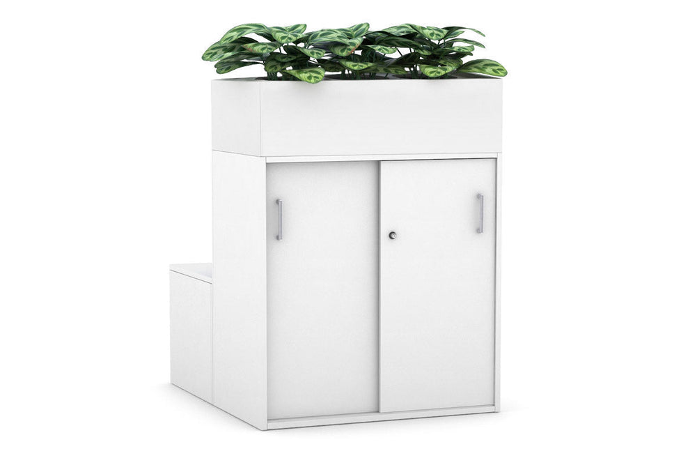 Uniform 4 Door Booth Seat + Planter Box [White Handle]-white  