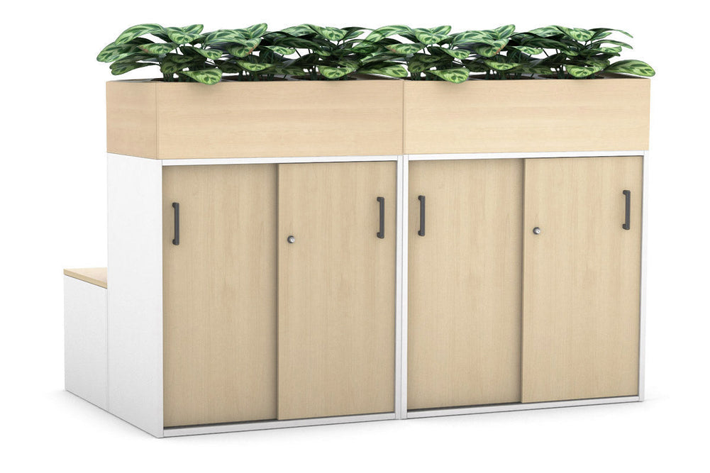 Uniform 8 Door Booth Seat + Planter Box [Black Handle]-maple  