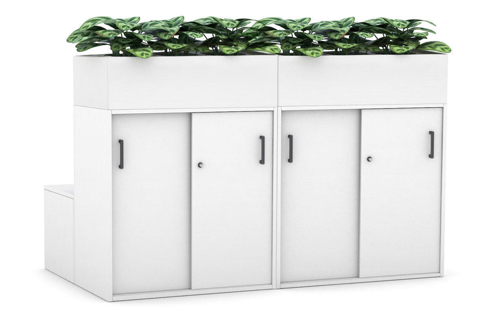 Uniform 8 Door Booth Seat + Planter Box [Black Handle]-white  