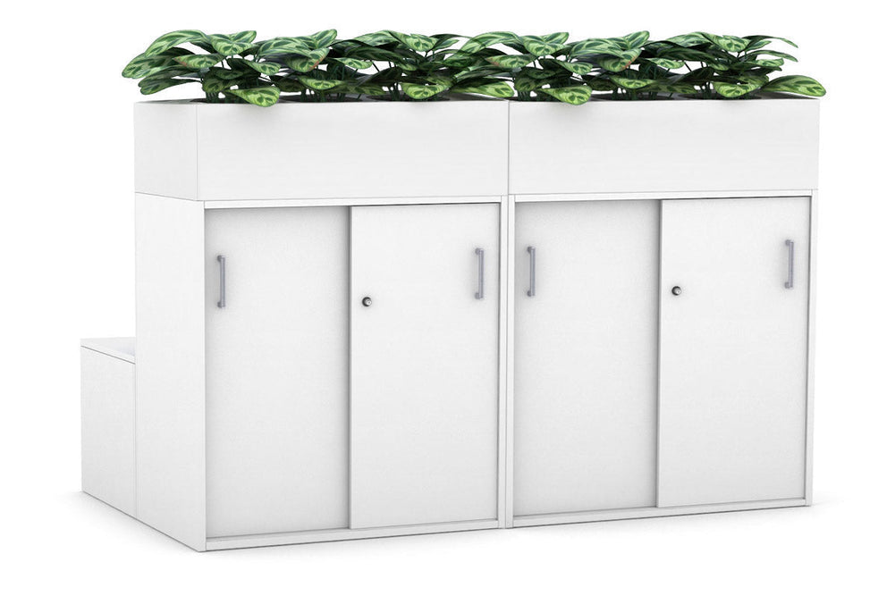 Uniform 8 Door Booth Seat + Planter Box [Silver Handle]-white  