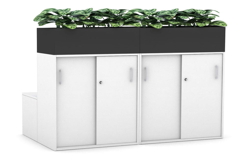 Uniform 8 Door Booth Seat + Planter Box [White Handle]-black  