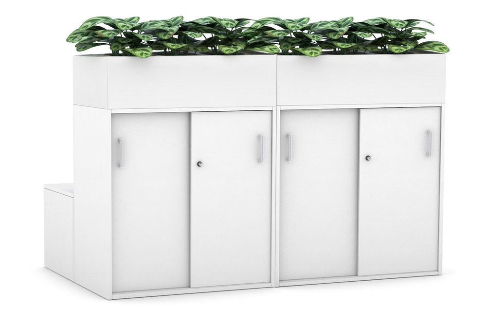 Uniform 8 Door Booth Seat + Planter Box [White Handle]-white  