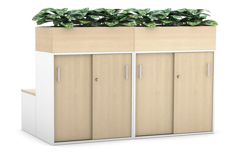 Uniform 8 Door Booth Seat + Planter Box [White Handle]-maple  