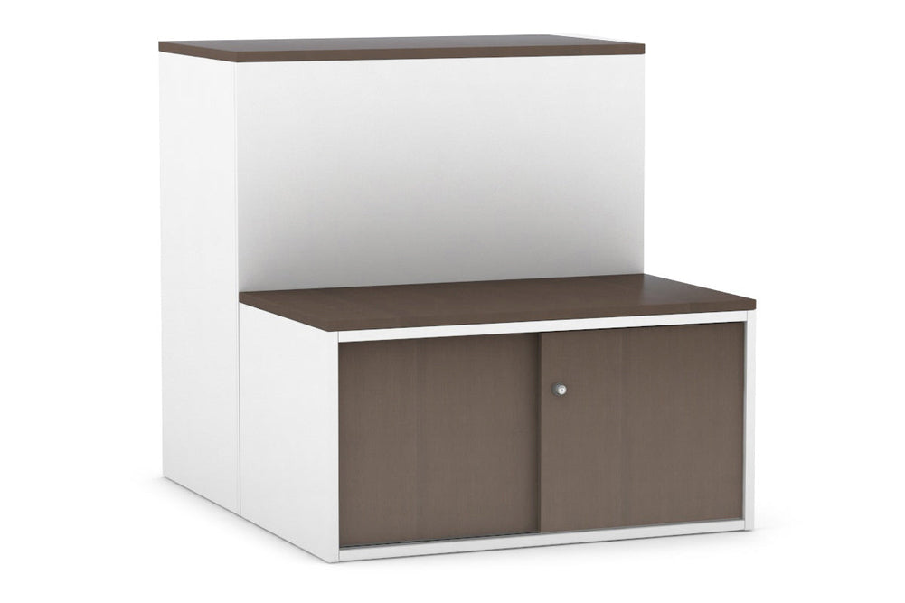 Uniform Activity Module - Med Sliding 2 Door Credenza with Low Sliding 2 Door Credenza [Black Handle]-Wenge  