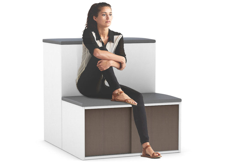 Uniform Activity Module - Med Sliding 2 Door Credenza With Low Sliding 2 Door Credenza - Seat Cushion [White Handle] Jasonl 