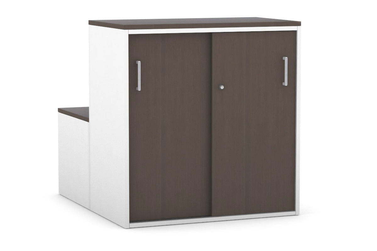 Uniform Activity Module - Med Sliding 2 Door Credenza with Low Sliding 2 Door Credenza [Silver Handle] Jasonl Wenge 