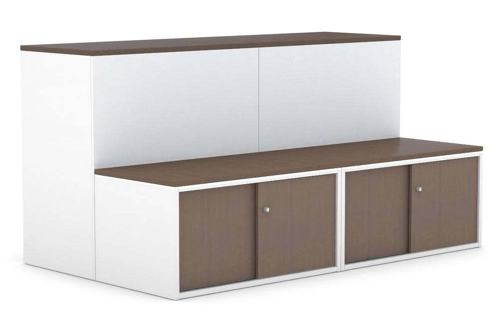 Uniform Activity Module -  Med Sliding 4 Door Credenza with Low Sliding 4 Door Credenza-Wenge  