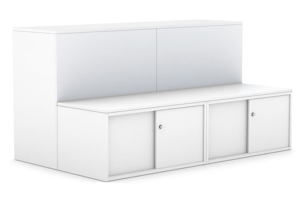 Uniform Activity Module -  Med Sliding 4 Door Credenza with Low Sliding 4 Door Credenza-Wenge  