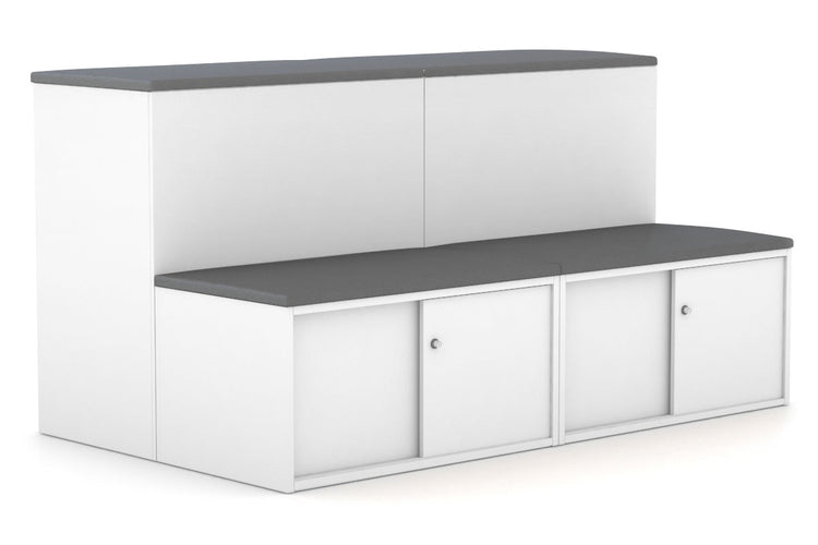 Uniform Activity Module - Med Sliding 4 Door Credenza with Low Sliding 4 Door Credenza - Seat Cushion [Black Handle] Jasonl 
