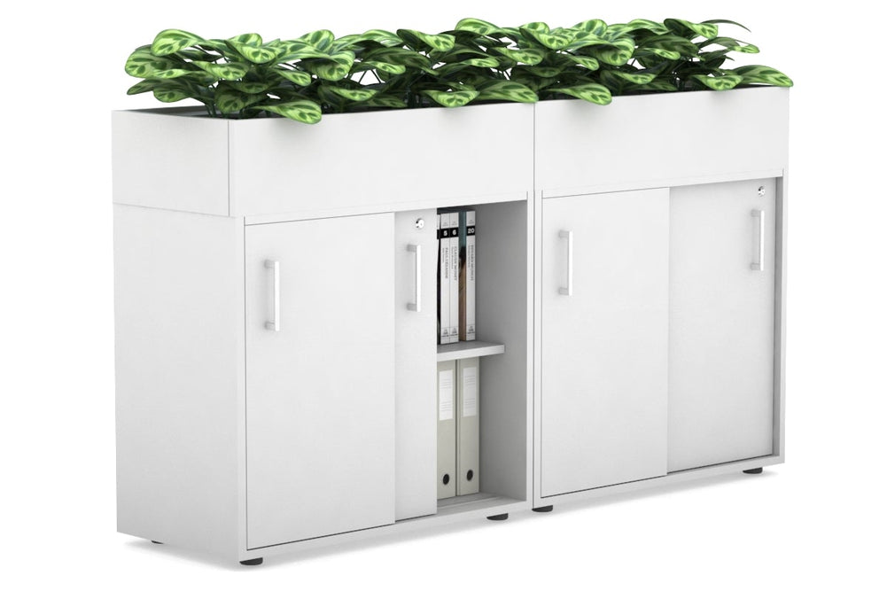 Uniform Credenza + Planter Box [1600W x 975H x 428D]-White white white handle